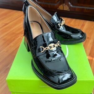 Sam Edelman Quincy Black Patent Leather Block Heel Loafer Size 7.5